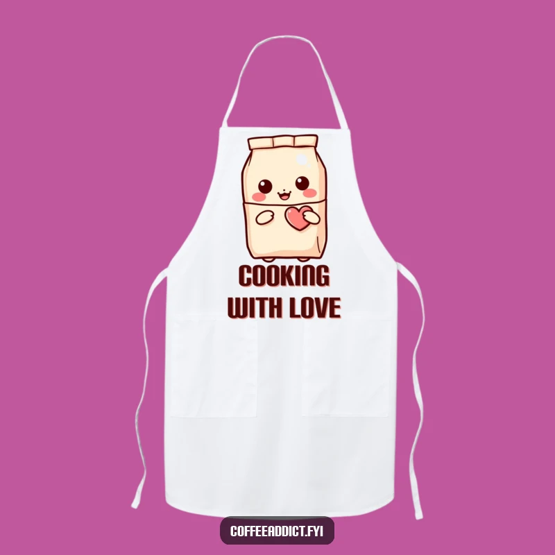 Funny Kawaii Coffee Bag Apron, Winking Heart Gift for Kitchen Charm