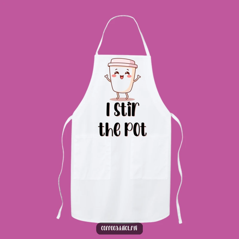 Funny Kawaii Coffee Cup Apron - Dancing Chef, Hilarious Gift