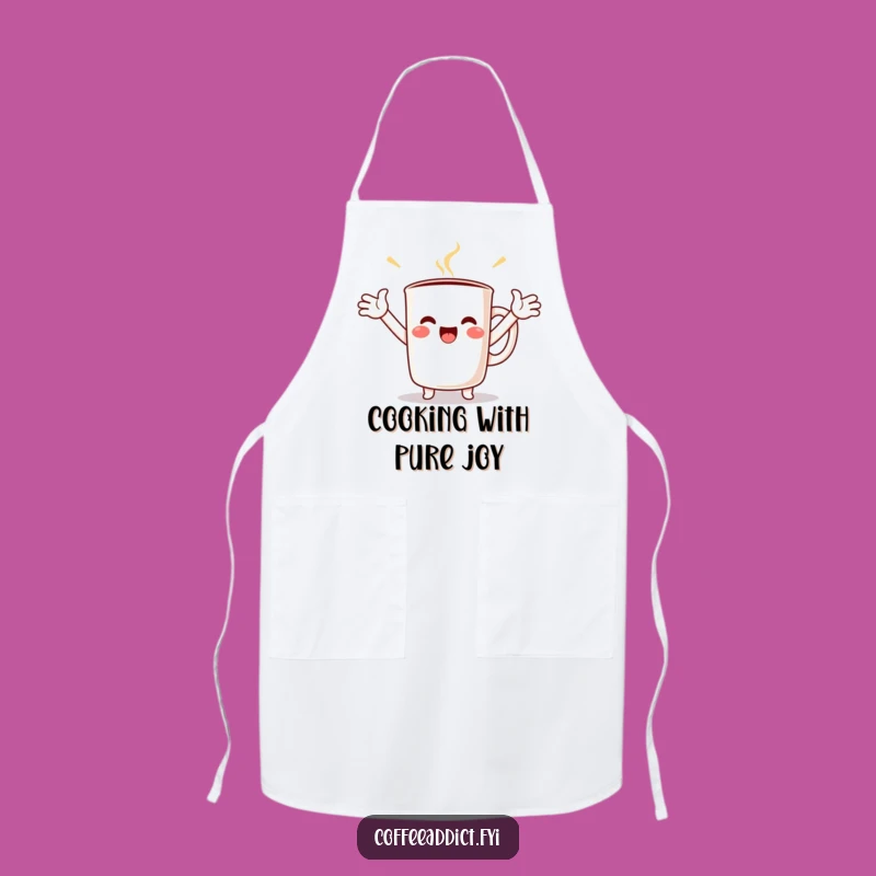 Funny Kawaii Coffee Mug Apron - Cook with Joy, Perfect Kitchen Gift