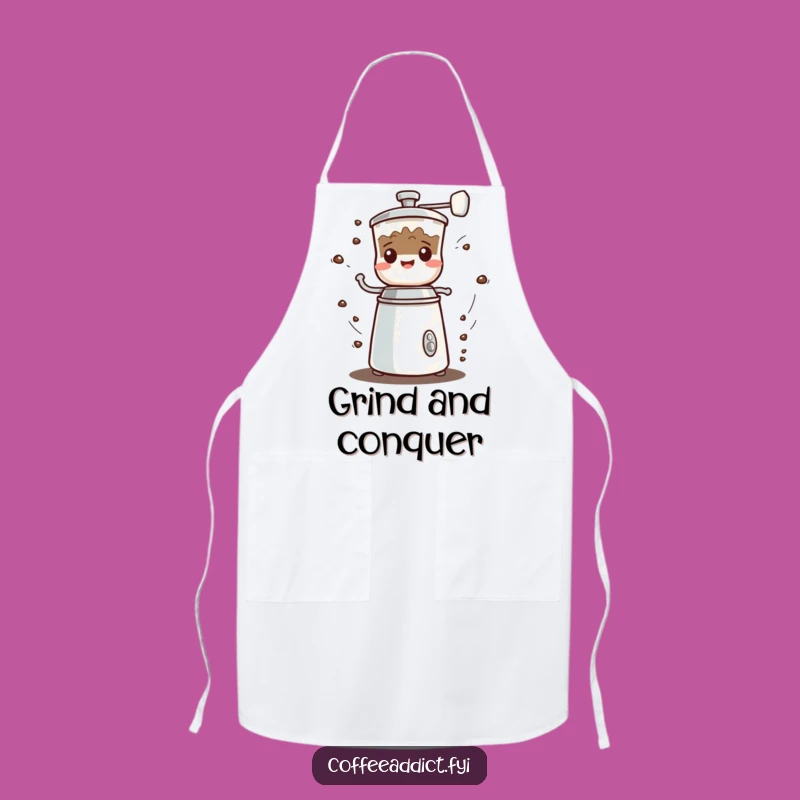 Funny Kawaii Coffee Grinder Apron, Practical Grumbled Gift for Kitchen Masters