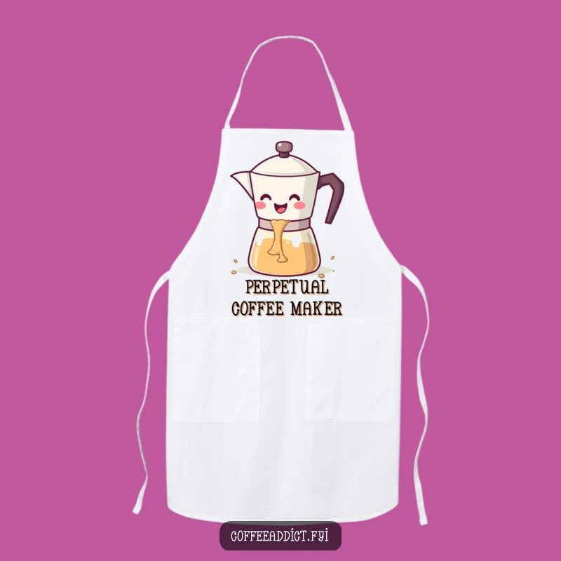 Funny Kawaii Coffee Pot Apron: Happy Pouring Kitchen Gift