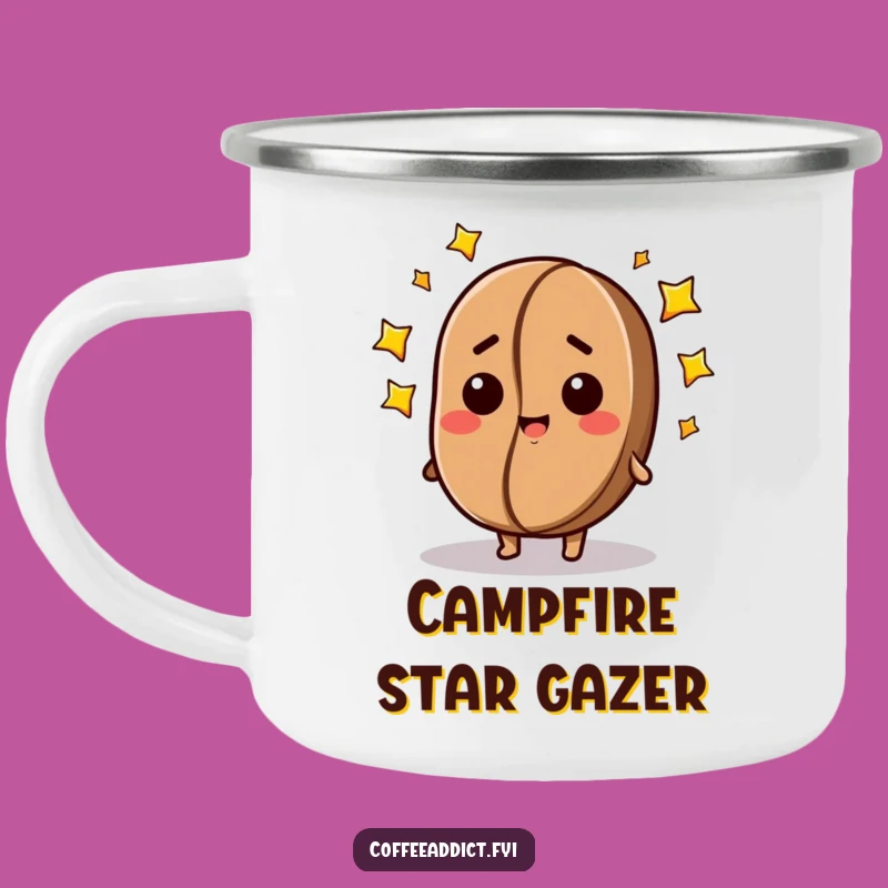 Funny Dazed Coffee Bean Camping Mug: Starry-Eyed Outdoor Drinkware