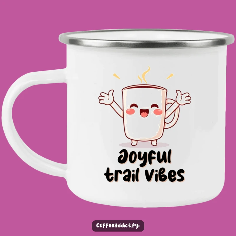 Durable Funny Kawaii Coffee Mug Camping Mug - Joyful Sips Outdoors, Gift Idea