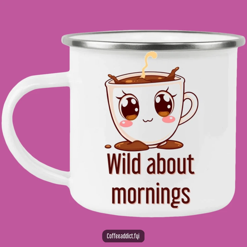 Funny Excited Coffee Cup Camping Mug - Hilarious Outdoor Gift for Happy Campers