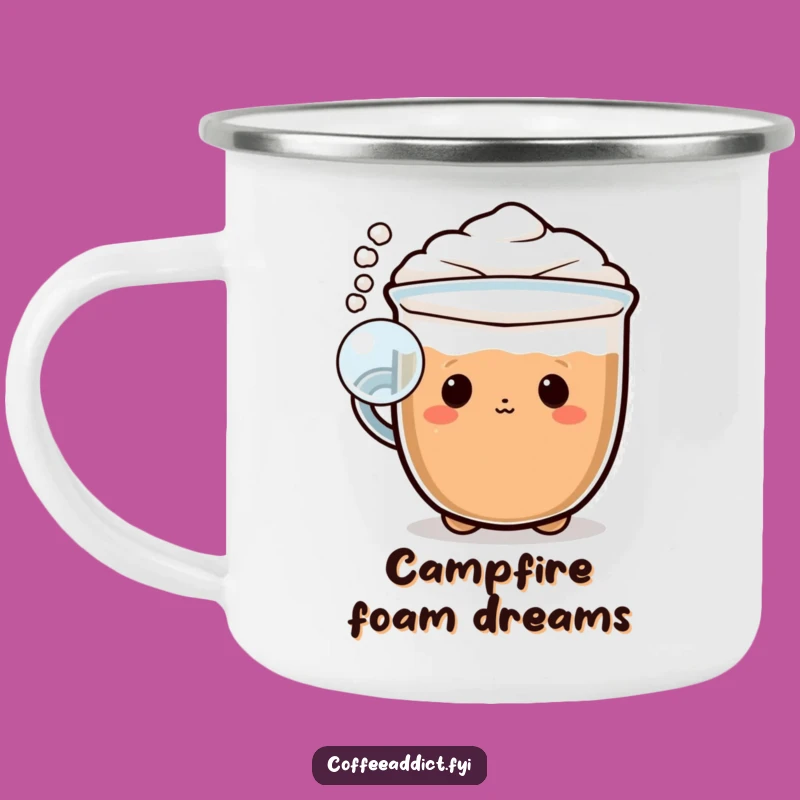 Funny Kawaii Cappuccino Camping Mug: Playful Foam Bubble Companion