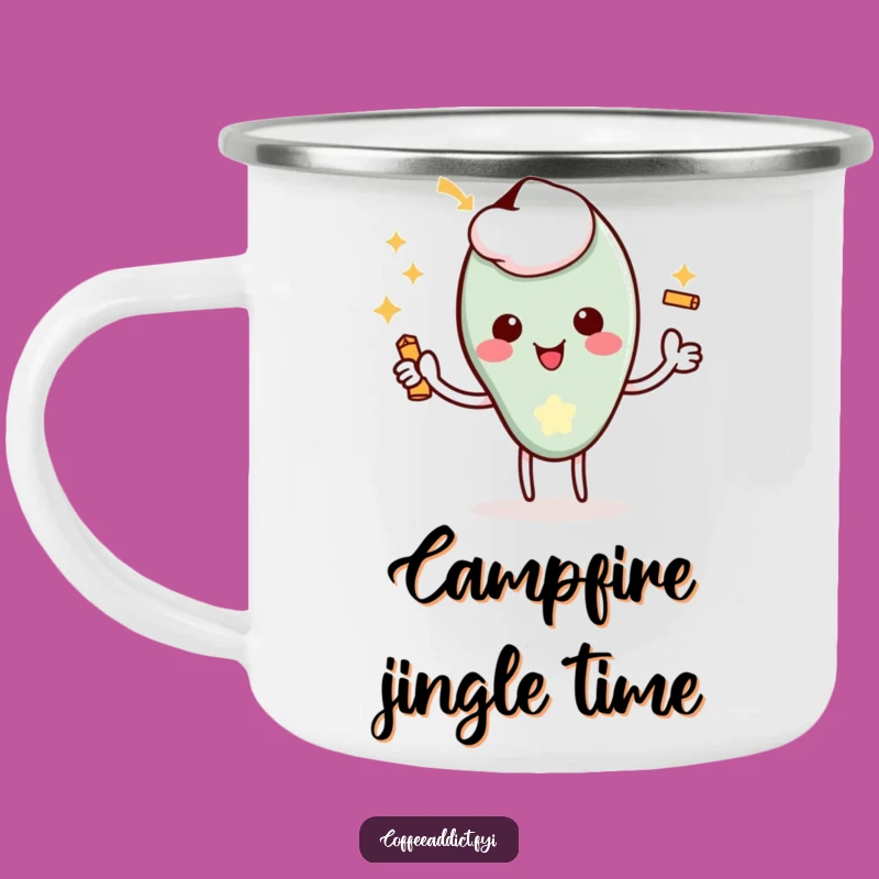 Funny Kawaii Coffee Spoon Camping Mug, Delighted Flourish Gift for Outdoors