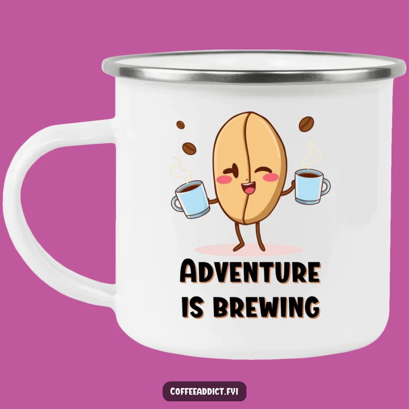 Funny Winking Coffee Bean Camping Mug - Hilarious Outdoor Gift for Coffee Drinkers