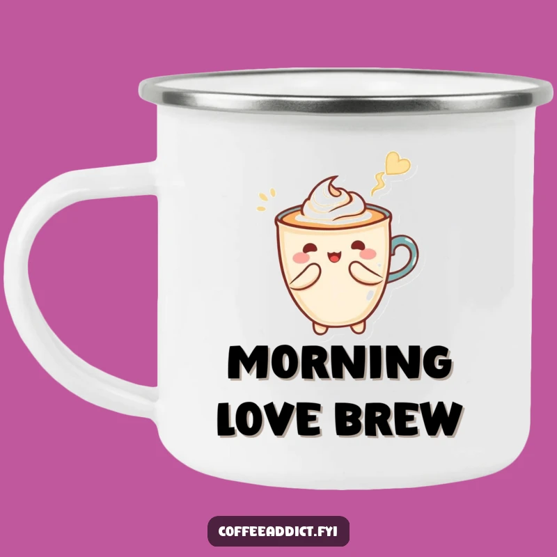 Funny Kawaii Latte Art Camping Mug - Adventure with Coffee Charm
