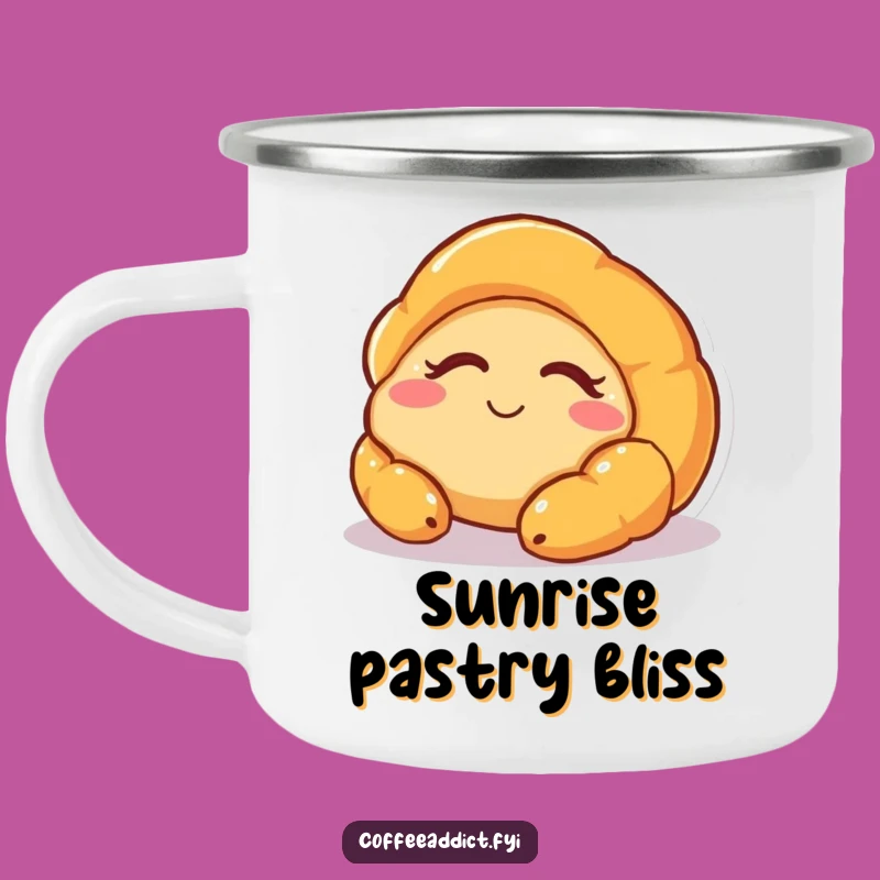 Funny Sleepy Croissant Camping Mug - Cozy Campfire Companion Gift!