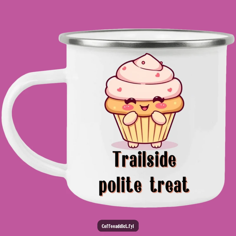 Funny Kawaii Muffin Camping Mug: Bowing Character for Sweet Adventures