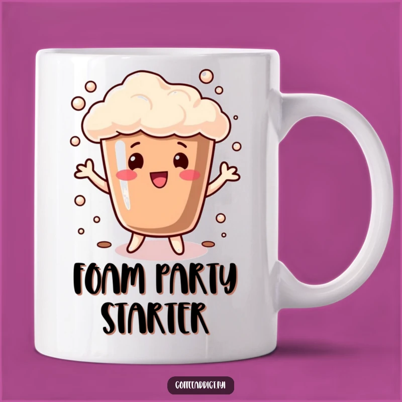 Funny Coffee Cup Dance Mug: Bubbly Foam Character's Frolic, Perfect Gift for Coffee Lovers