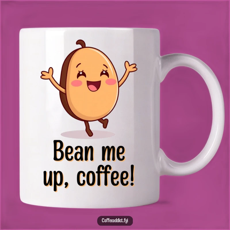 Funny Coffee Bean Cartwheel Mug: Energetic Bean's Joyful Spin, Perfect Gift for Coffee Lovers