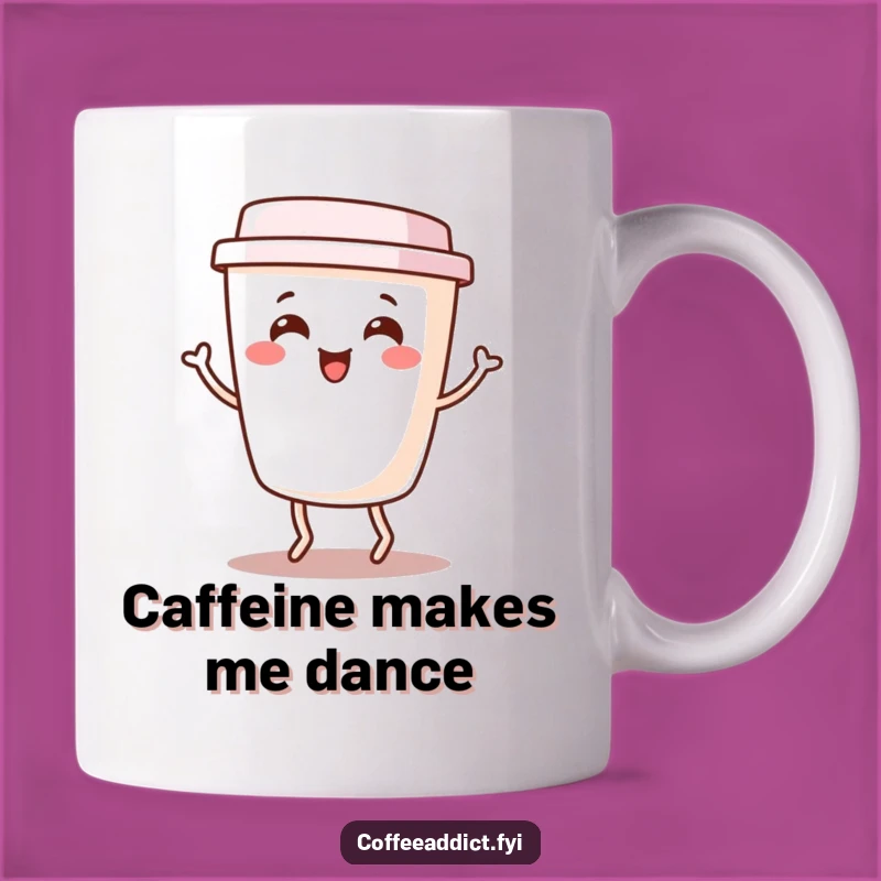 Funny Kawaii Coffee Cup Jig Mug - Happy Dancer, Caffeine Joy Gift