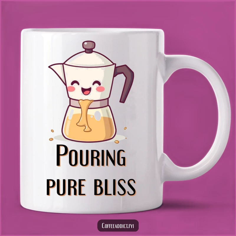 Funny Kawaii Coffee Pot Mug: Happy Pouring Character Gift