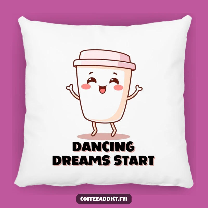 Funny Kawaii Coffee Cup Pillow - Dancing Comfort, Cozy Gift