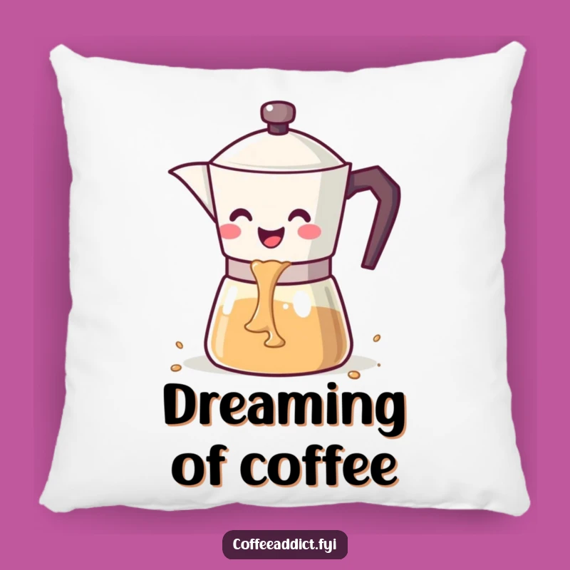 Funny Kawaii Coffee Pot Pillow: Happy Pouring Comfort Gift