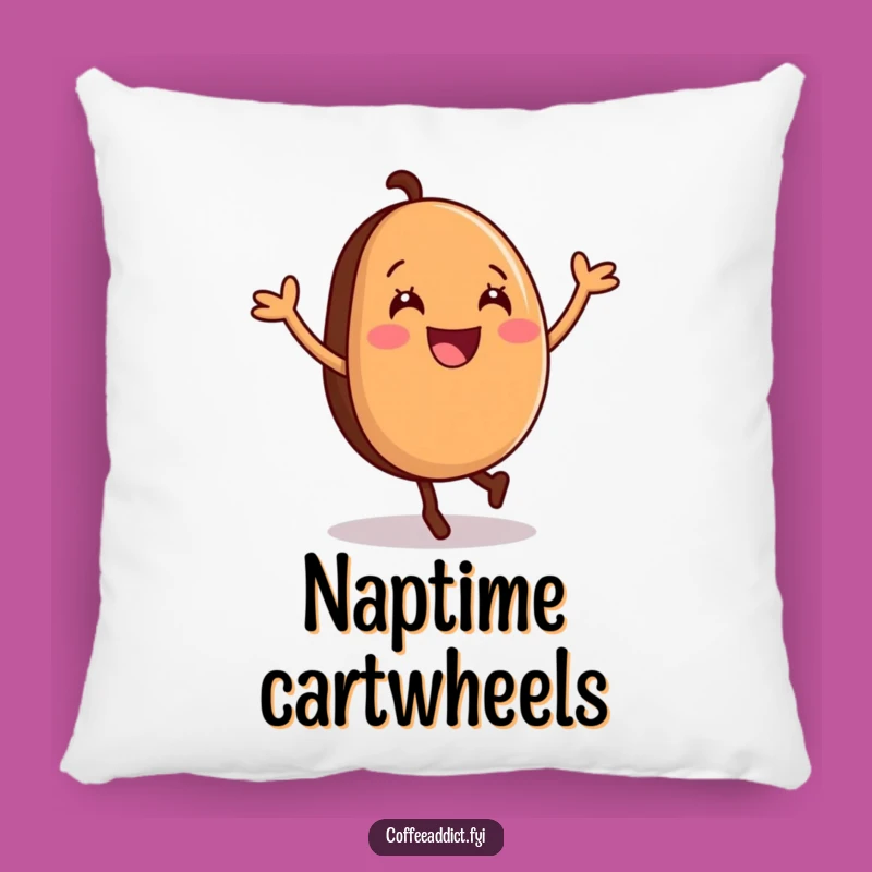 Funny Coffee Bean Cartwheel Pillow: Cozy Bean Comfort, Playful Funny Gift