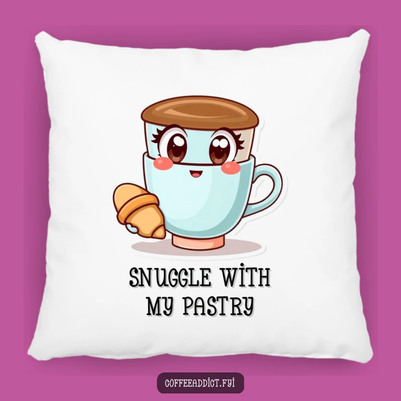 Funny Kawaii Coffee Cup Pillow: Happy Croissant Holder for Cozy Comfort