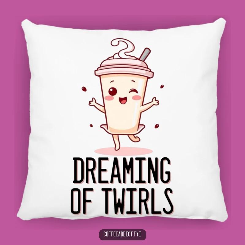 Funny Kawaii Coffee Stirrer Dancer Pillow, Comfy Enthusiastic Gift for Cozy Moments