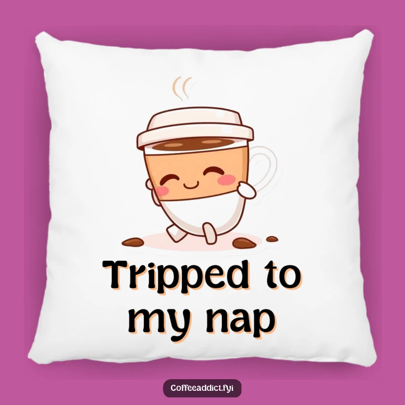 Funny Tripping Coffee Cup Pillow, Comfy and Encouraging Accent for Cozy Spaces