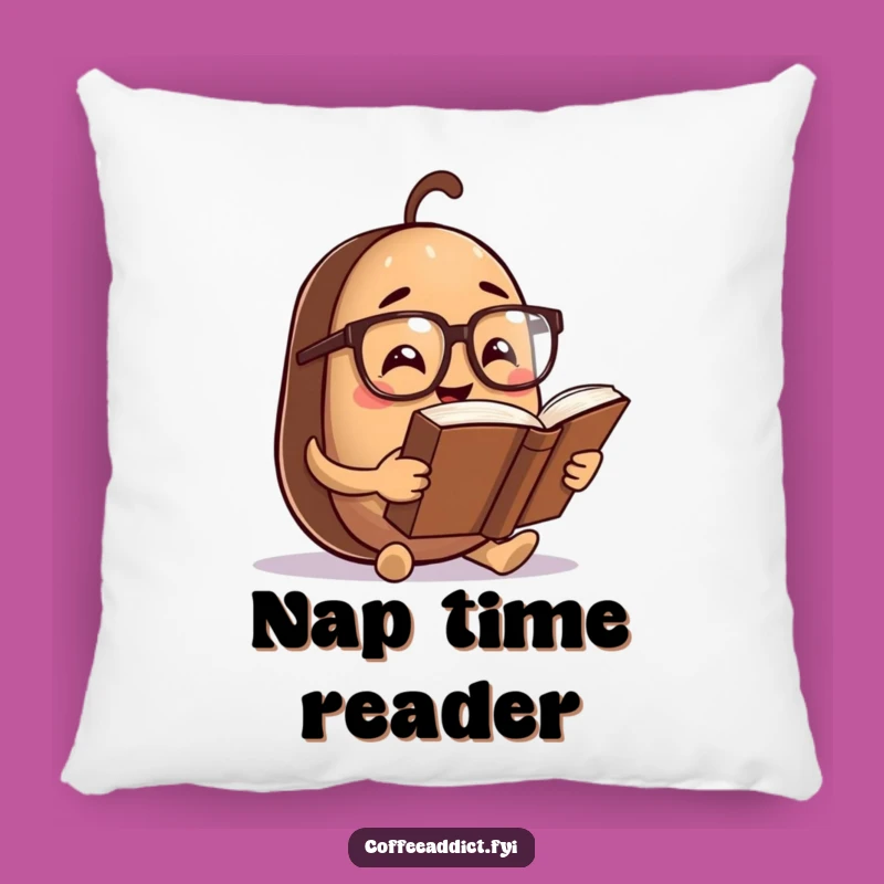 Funny Reading Pillow: Comfy Coffee Bean Scholar - Cozy Gift!