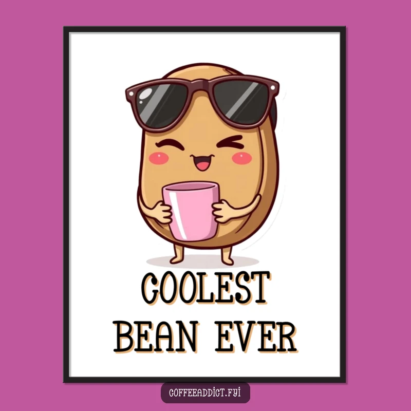 Funny Coffee Bean Digital Art Print: Hilarious Decor for a Cool Space