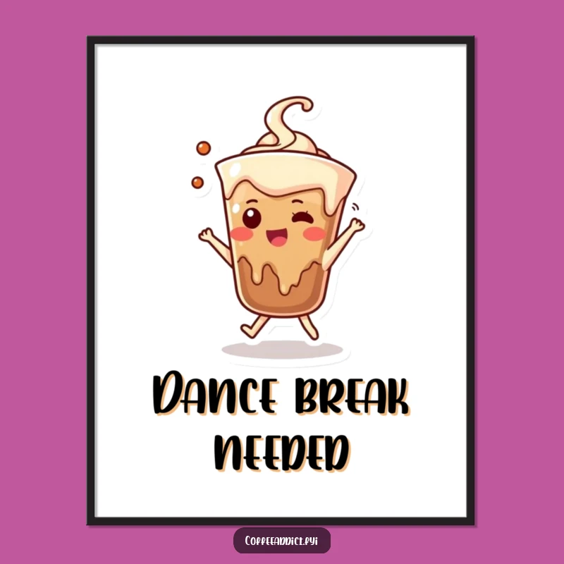 Funny Coffee Drip Digital Art - Dancing Character Download, Instant Joyful Decor