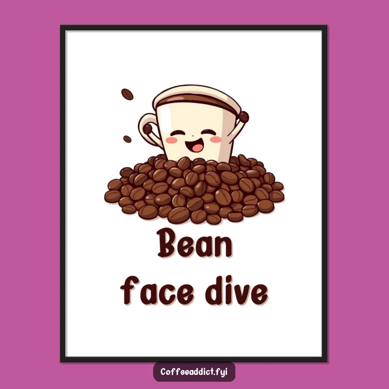 Funny Faceplant Art: Coffee Cup Dive - Instant Download Gift!