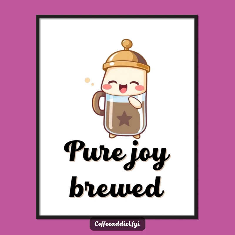 Funny French Press Digital Art - Bubbly Sigh Joy Download, Instant Decor