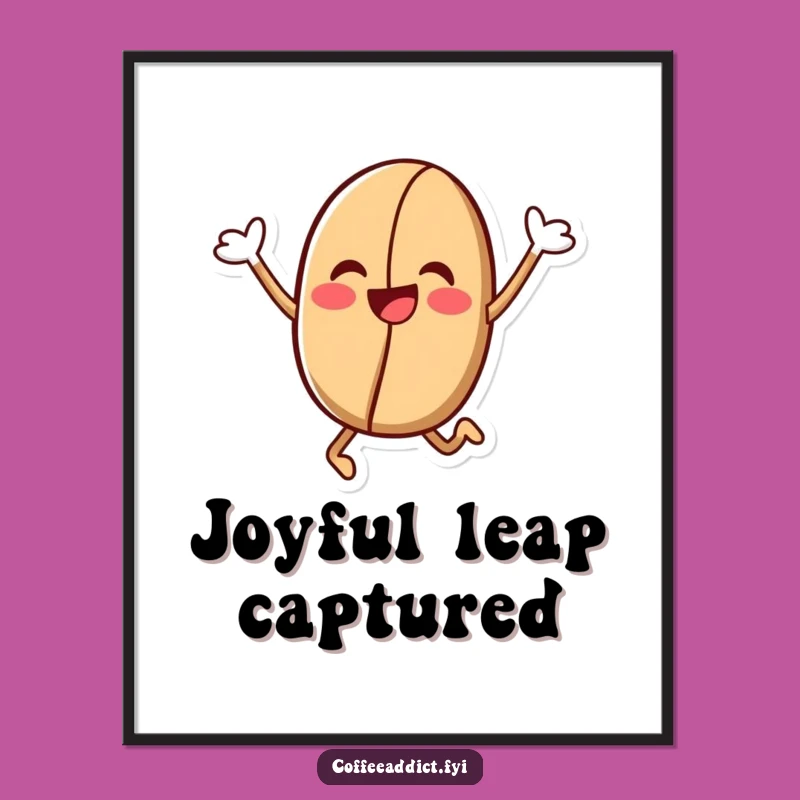 Funny Kawaii Coffee Bean Print: Energetic Art for Your Walls