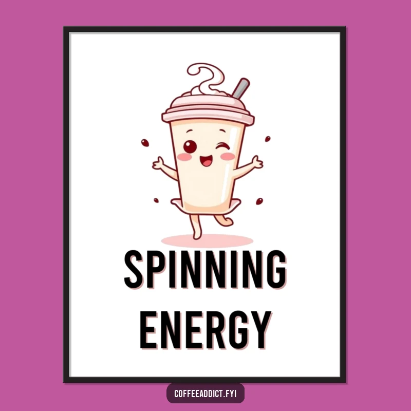 Funny Kawaii Coffee Stirrer Dancer Digital Art, Instant Enthusiastic Gift for Joyful Decor