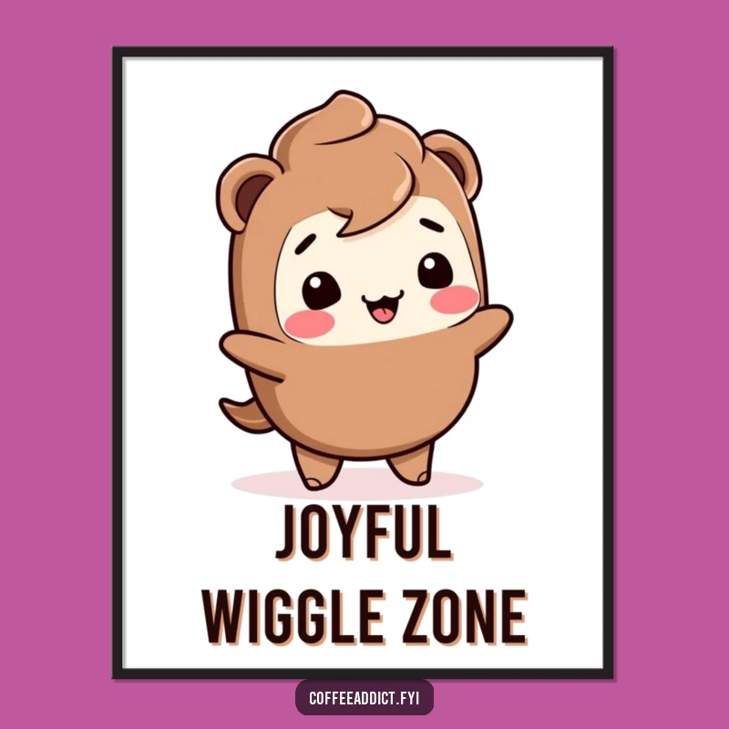 Funny Kawaii Mocha Digital Art: Giggling Wiggle Printable for Walls