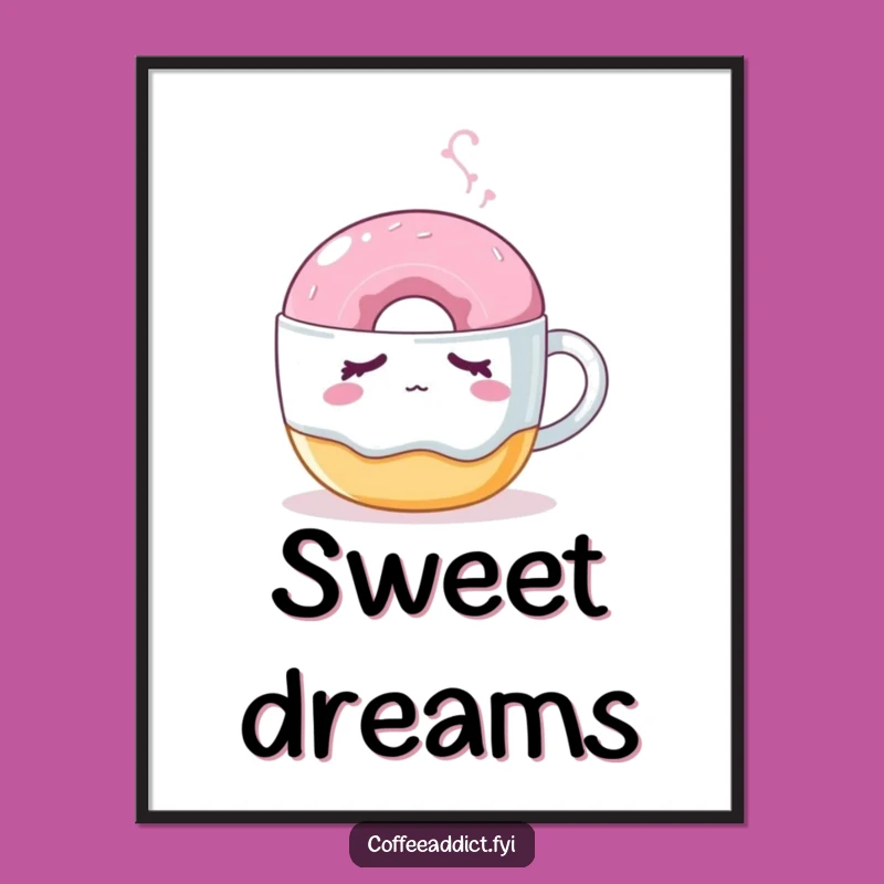 Funny Sleepy Donut Digital Art Print: Sweet Nudged Treat Graphic for Instant Charming Decor