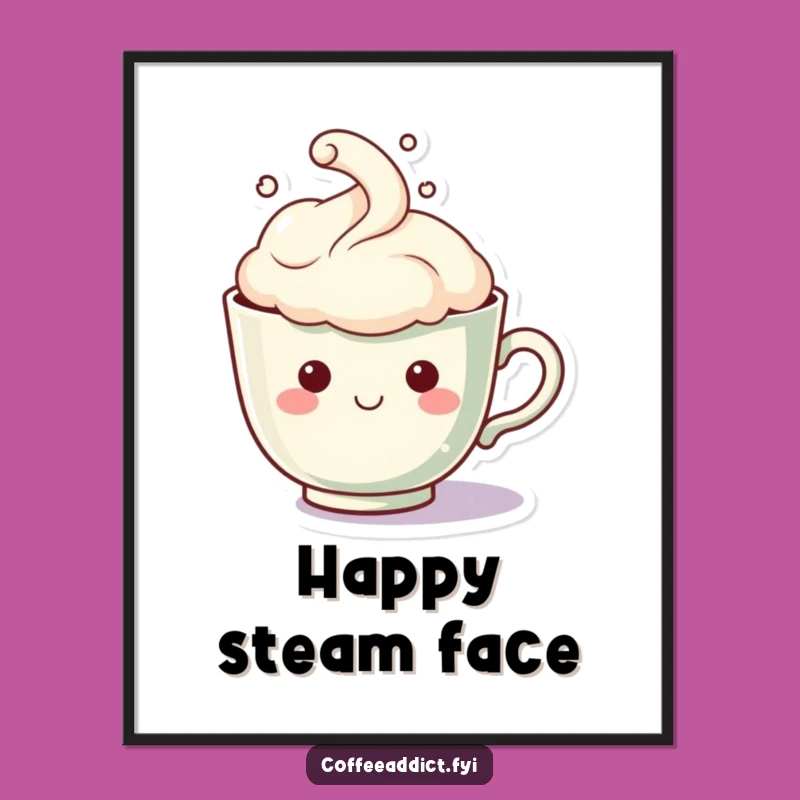 Funny Kawaii Teacup Print: Cozy Art for Your Walls