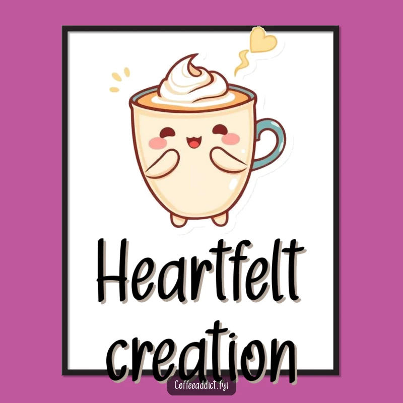 Funny Kawaii Latte Art Digital Art - Heart Shape Printable