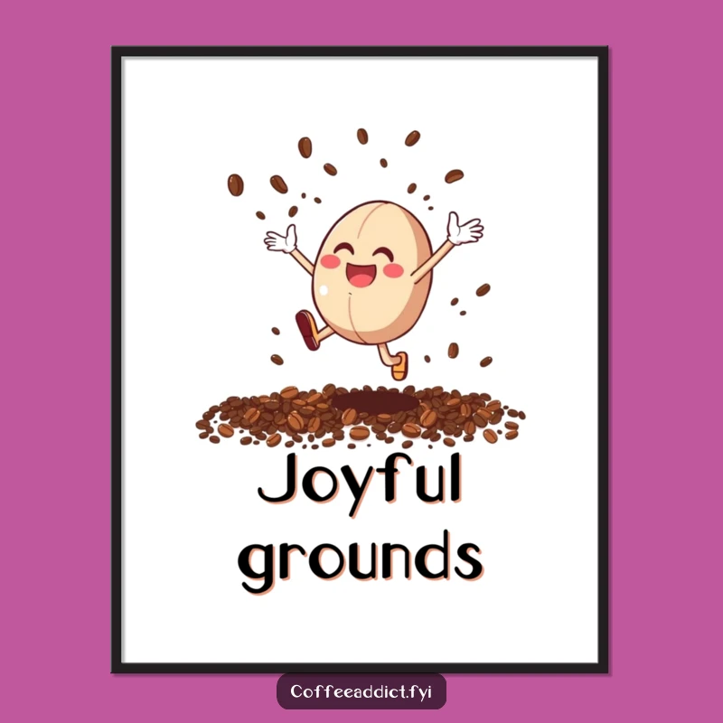 Funny Coffee Bean Joy Digital Art: Printable Decor for Instant, Funny Gifts