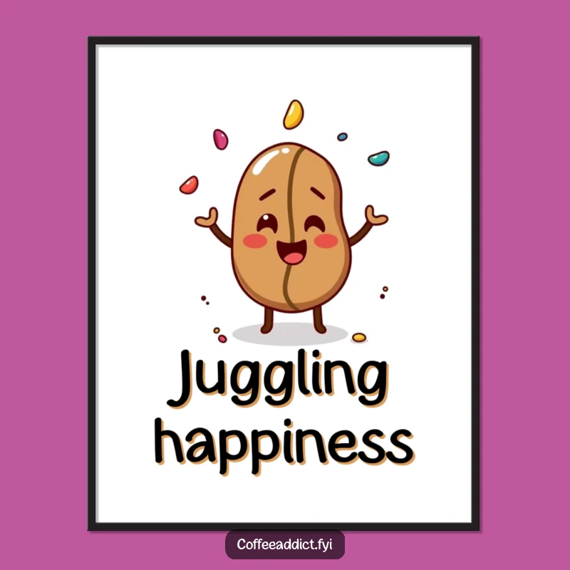 Funny Coffee Bean Digital Art: Juggling Sprinkles Print for Walls