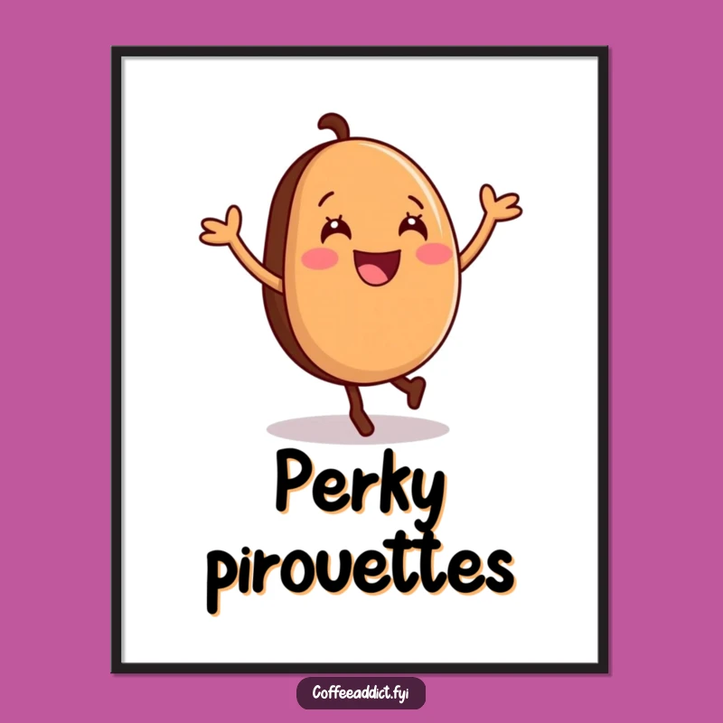 Funny Coffee Bean Cartwheel Digital Art Print: Instant Bean's Energy, Downloadable Funny Gift