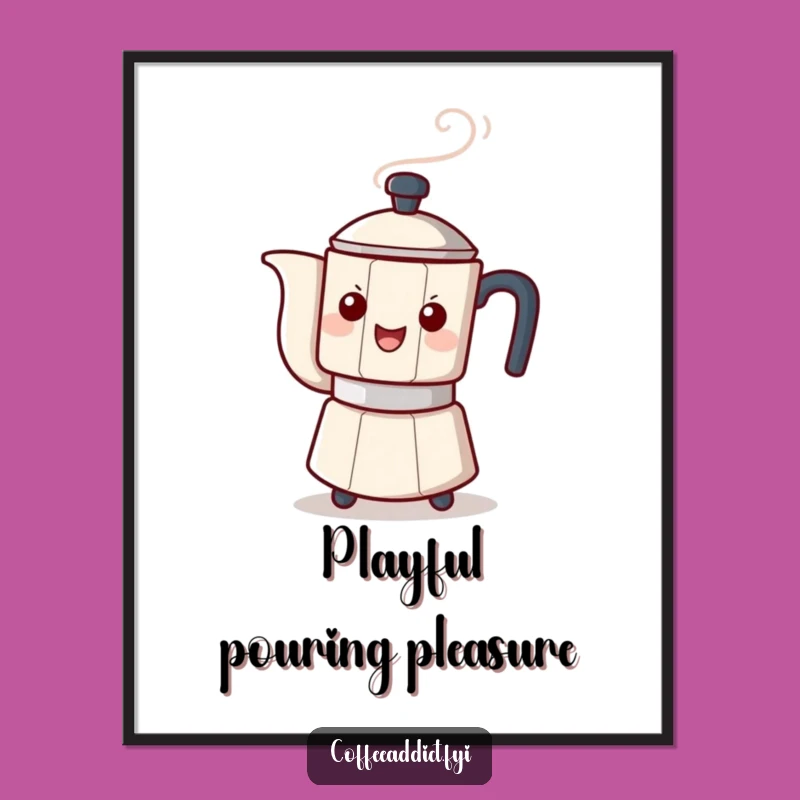 Funny Tipping Coffee Pot Digital Art - Hilarious Printable for Playful Decor