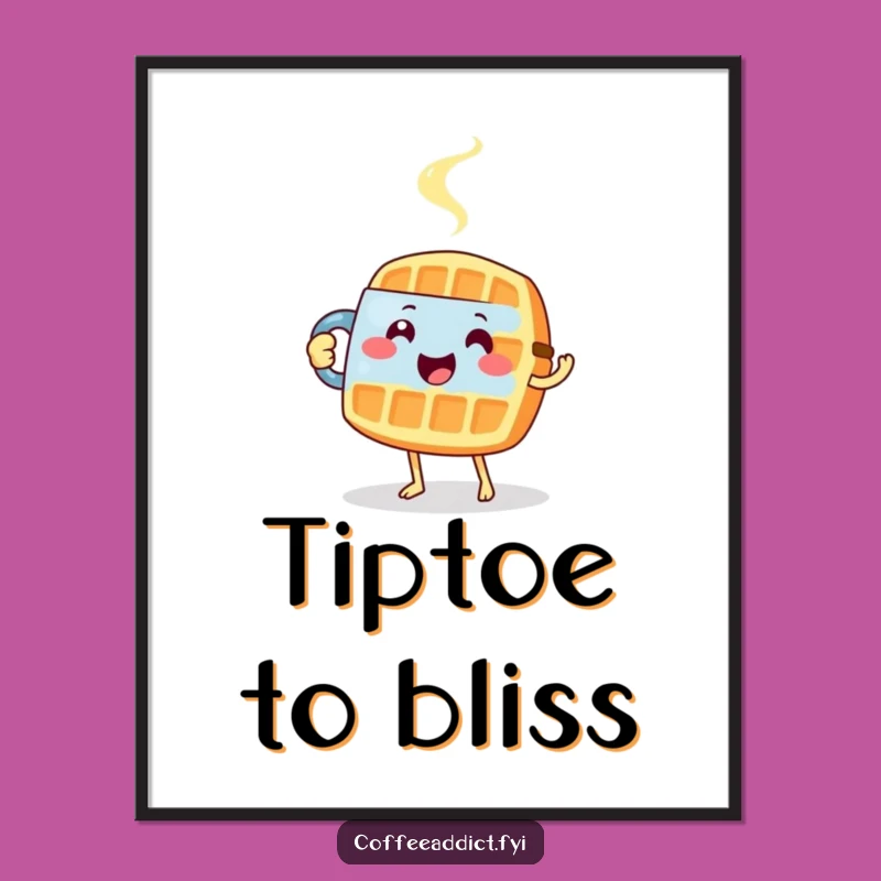 Funny Waffle Digital Art: Tiptoeing Breakfast Print for Walls
