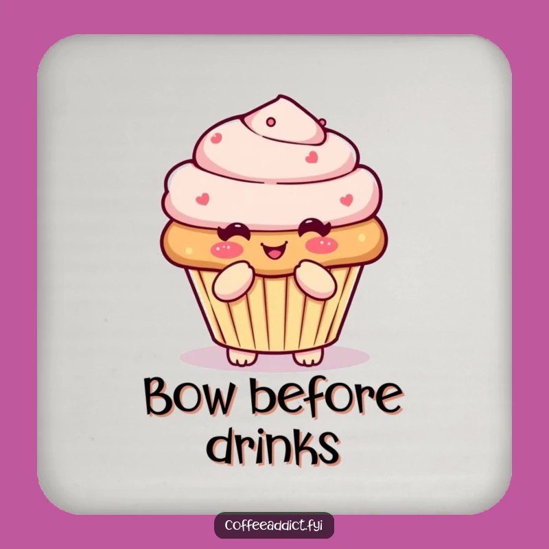 Funny Kawaii Muffin Coasters: Bowing Character Set for Sweet Protection