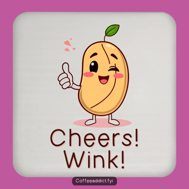 Funny Approval Coaster: Coffee Bean Wink - Quirky Gift!