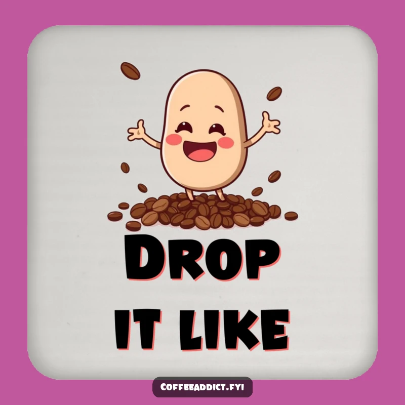 Funny Coffee Bean Coaster: Cute Kawaii Spilling Beans Protection Gift