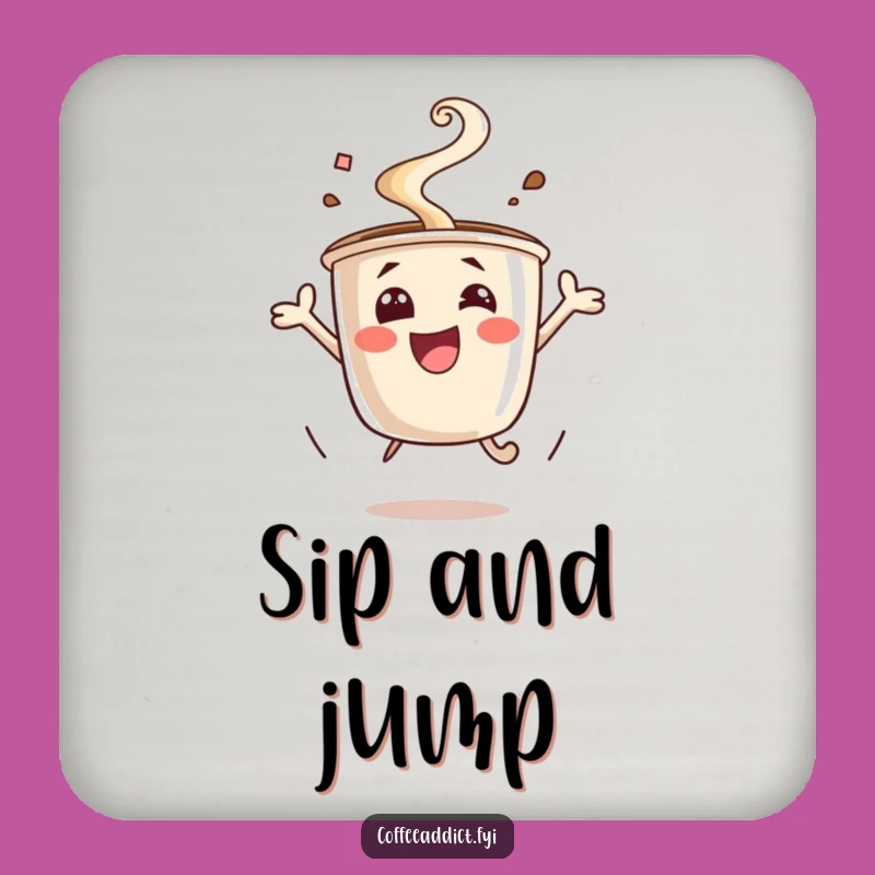 Funny Excited Coffee Cup Coaster Set: Protect Surfaces with Joy, a Fun Funny Gift