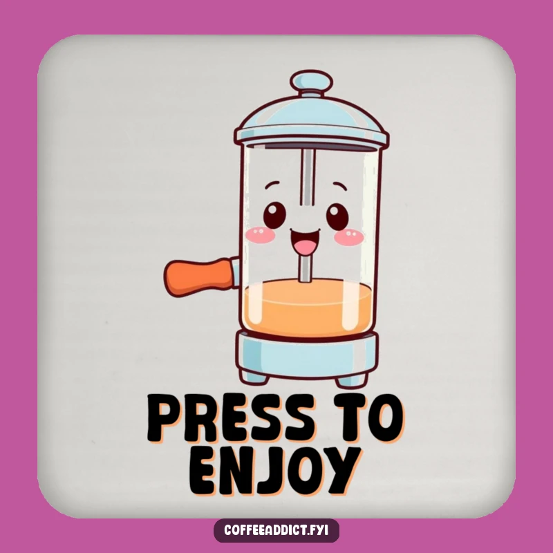 Funny Kawaii French Press Coasters: Smiling Pressing Set for Surfaces