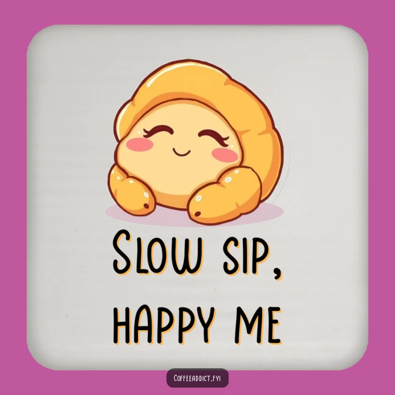 Funny Sleepy Croissant Coasters - Protect Surfaces with Sweet Charm Gift!
