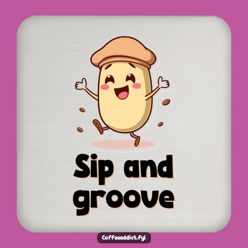 Funny Dancing Beret Coffee Bean Coaster, Chic Protection for Tables from Drink Rings