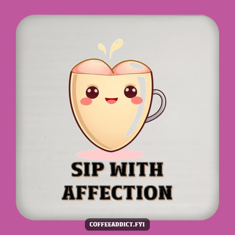Funny Kawaii Latte Heart Coaster - Warm Protection, Quirky Gift