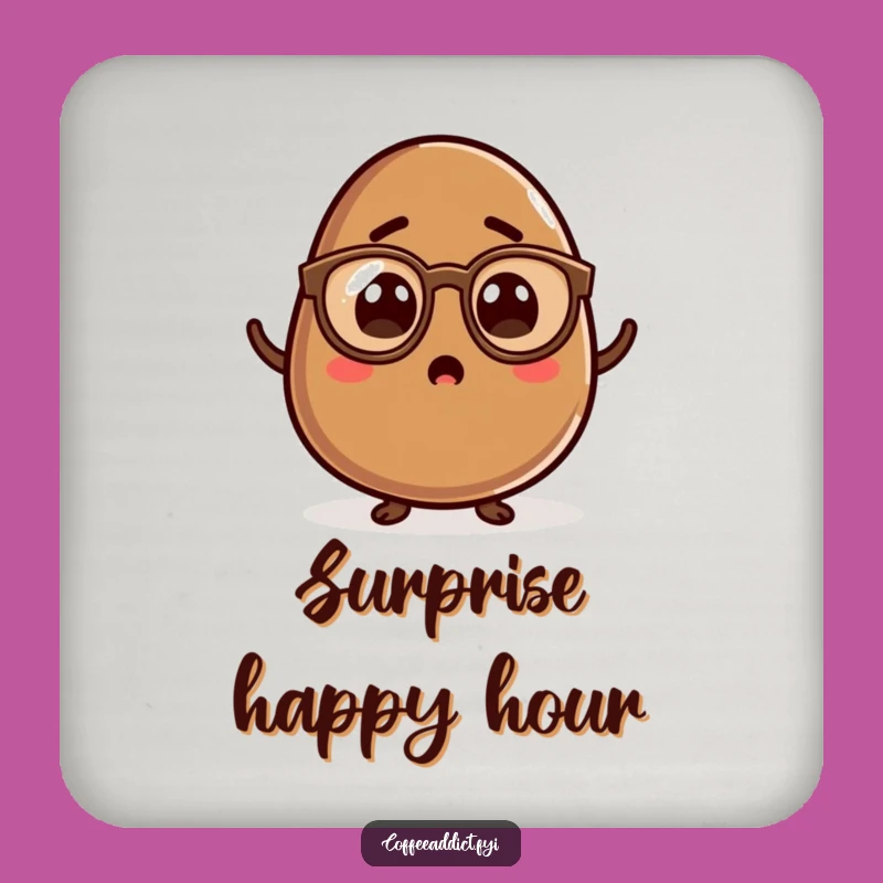 Funny Kawaii Coffee Bean Coaster Set - Surprised Protection, Quirky Decor