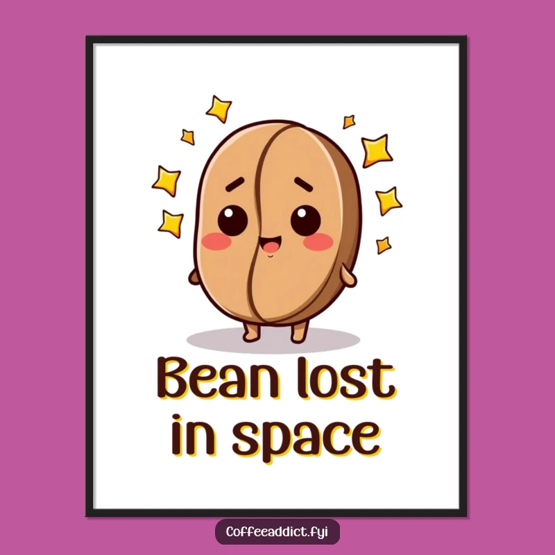 Funny Dazed Coffee Bean Poster: Starry-Eyed Character Wall Art